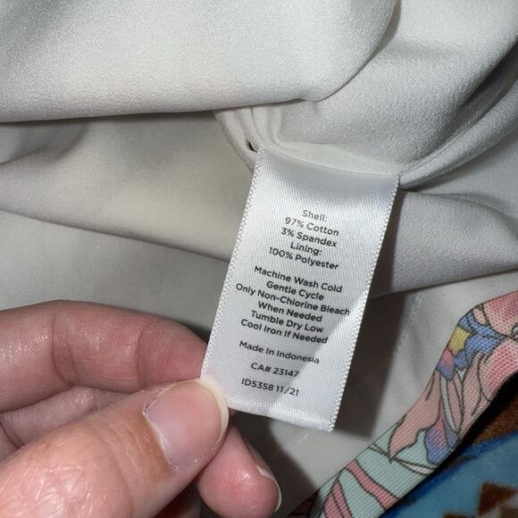 Talbots Women’s Canvas A Line Skirt Tropical Floral Parrot Pastel Pink 4 NWT - Picture 5 of 5